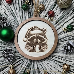 Woodland Creatures Winter Raccoon Christmas Ornament
