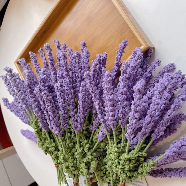 2/5 pcs Crochet lavender ，handmade flower ，flower arrangement，home decoration， artificial flower ， special gift for mom，friends，