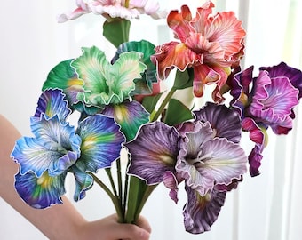Fake Iris Flower stem,Artificial Iris Flower,Real touch flower,DIY floral,faux Flower arrangement,Flower for vase filling,Home/Wedding decor