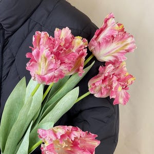28‘’artificial parrot tulips, fake tulips with stems, large tulip flower, flower arrangements, vase flowers, home/wedding tulip decor