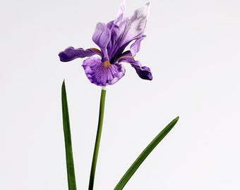 Steli di fiori di iris artificiali in PU, effetto realistico al tatto, ideali per composizioni floreali fai da te, fiori finti per riempire vasi, decorazioni per la casa e per matrimoni.