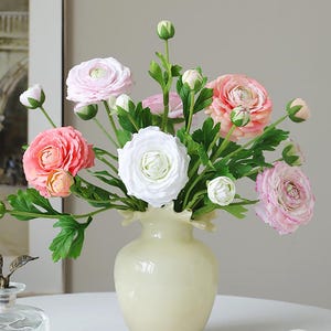 Fake Realistic peony,artificial Ranunculus branch,faux flower arrangements,vases filling,DIY floral supply,home/wedding decor,centerpieces