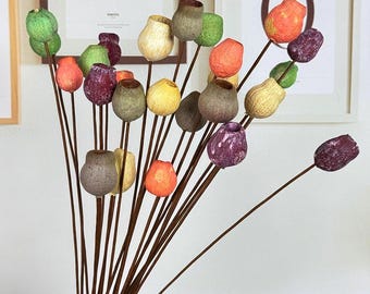 Ramas de flores de guisante vintage, flores únicas hechas a mano para rellenar jarrones, arreglos florales secos, arreglos florales DIY, decoración del hogar