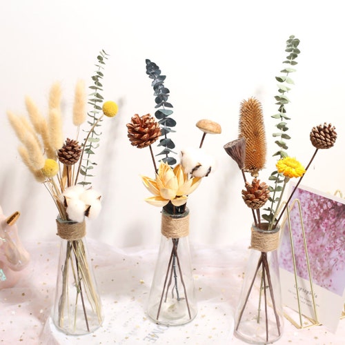 Dried Flowers Bouquet With Vaseeucalyptus Arrangement Etsy