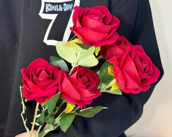 Faux silk red roses flower, artificial silk rose flower, vase filling，DIY flower arrangements ,home/wedding decor,DIYfloral