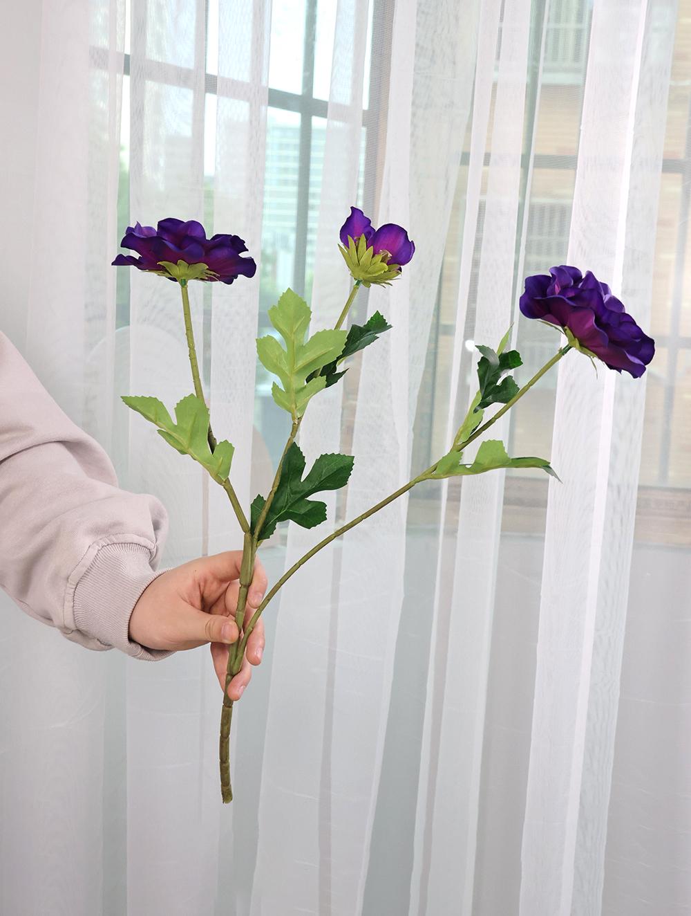 19インチの造花アネモネ、3本の花、DIYフラワーアレンジメント、結婚式