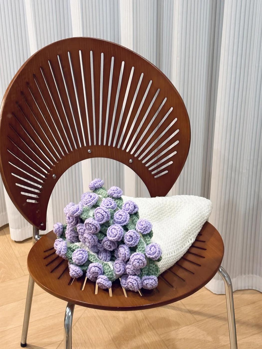 Doe-het-zelf Boeket Deken Materiaalpakket, Gehaakt Boeket Bloemen Romantische Gebreide Bloemen Gooien Dekens Voor Home Decor
