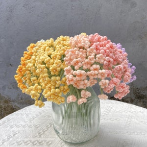 Aliento de bebé de ganchillo terminado, flor de Gypsophila de hilo tejido, flor artificial, arreglo floral, relleno de jarrón, decoración del hogar, decoración de flores de boda