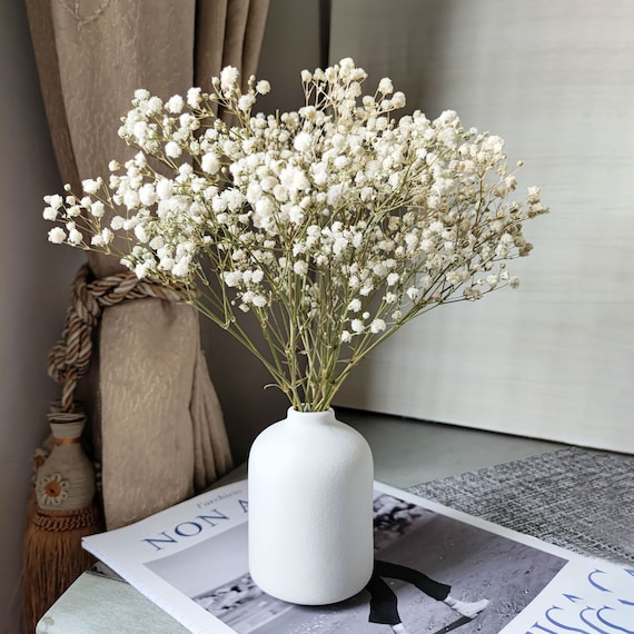 small baby breath bouquet with vase，preserved Gypsophila flowers，dried flowers bouquet，dried flower arrangement，table ornament，wedding decor