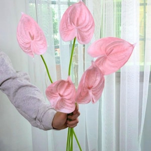 25&#39;&#39;Artificial Pink Anthurium, fake flamingo flowers, real touch flower，DIY Craft Supply，flower arrangement, vase flower, home/wedding decor