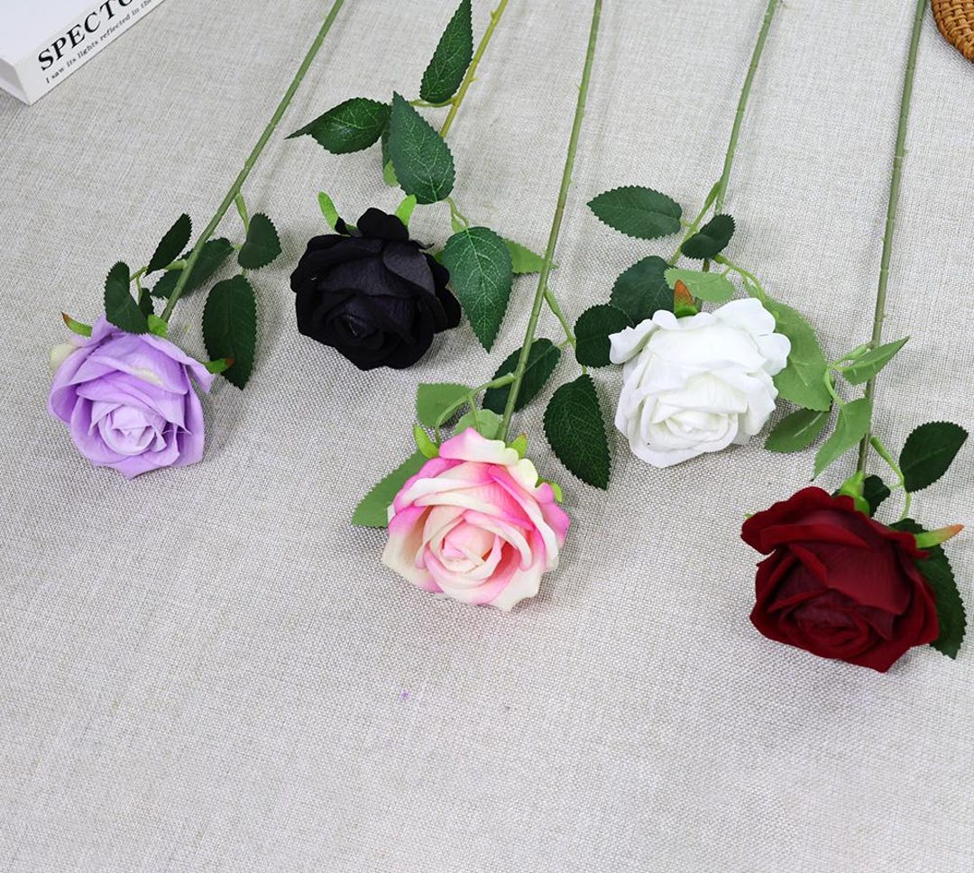 5 Color Faux Rose Flower，real Touch Rose Stems，artificial Flower ...