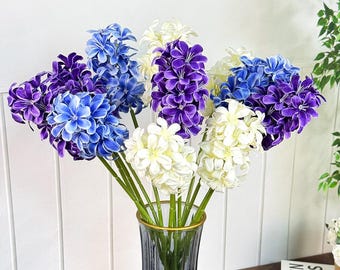 Artificial hyacinth stems，real touch fake hyacinth，faux flower arrangement，fake flowers for vases，home/wedding decor，DIY floral，Centerpieces