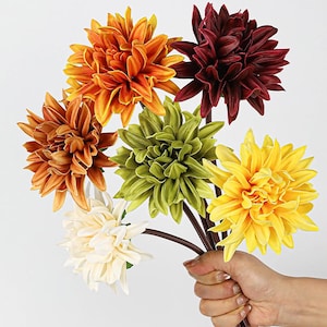 fake dahlia flower,artificial realistic dahlia stems,DIY floral supply,faux flower for vase filling,home/wedding decor,flower arrangement