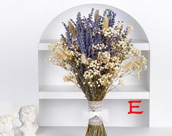5 Arten trockener Lavendelstrauß, getrocknetes natürliches Lavendelbündel, getrocknete Blumenarrangement, Lavendel für Vasenfüllung, Wohndekor, Hochzeitsdekor