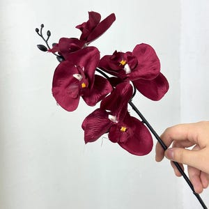 fake Phalaenopsis Orchid flower,Artificial Wine red Orchid , faux flower arrangement,Vase Filling, home/wedding decor, DIY flower supply