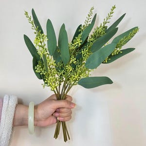 Fake Seeded Eucalyptus Bunch, Artificial Eucalyptus Leaves, Real Touch Eucalyptus, Flower Arrangement, Vase Filler, Home/Wedding  Decor