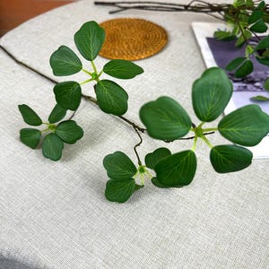 Pu&ograve; includere: Steli di foglie verdi artificiali con pi&ugrave; foglie. Le foglie sono di un verde vibrante con venature dettagliate. I gambi sono marroni e sembrano essere fatti di un materiale flessibile. Le foglie sono disposte in un motivo naturale e organico.