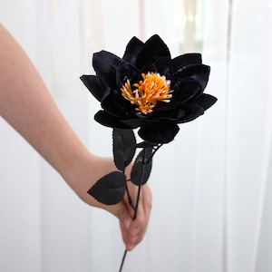 Artificial black lotus flower, Fake lotus with stem, faux black flower,DIY floral supply， flower arrangement, vase flower, homewedding decor