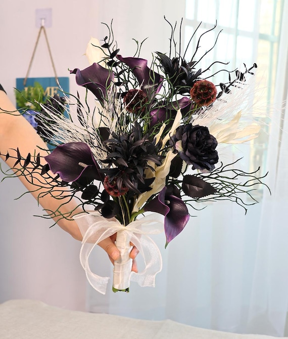 Handamde wedding bouquet，faux calla lily bouquet，bridal bouquet，wedding bouquet ，artificial flower bouquets，Gothic flowers decor
