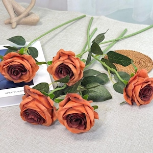 Fake caramel roses, artificial Toffee roses bouquets, real touch roses, flower arrangements, roses for vases, home/wedding rose decor，gifts