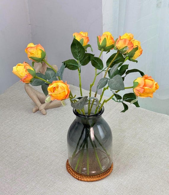Künstliche gelbe Rosen - künstliches Blumengesteck, Hochzeitsdekor, DIY-Blumen für Blumensträuße/Kranz/Vase/Zuhause/Hochzeit