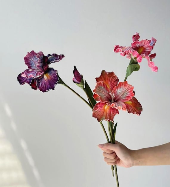 3D Realistic artificial Faux iris flower，high quality faux iris flower，flower arrangement，fake flower for vase filler，home wedding  decor
