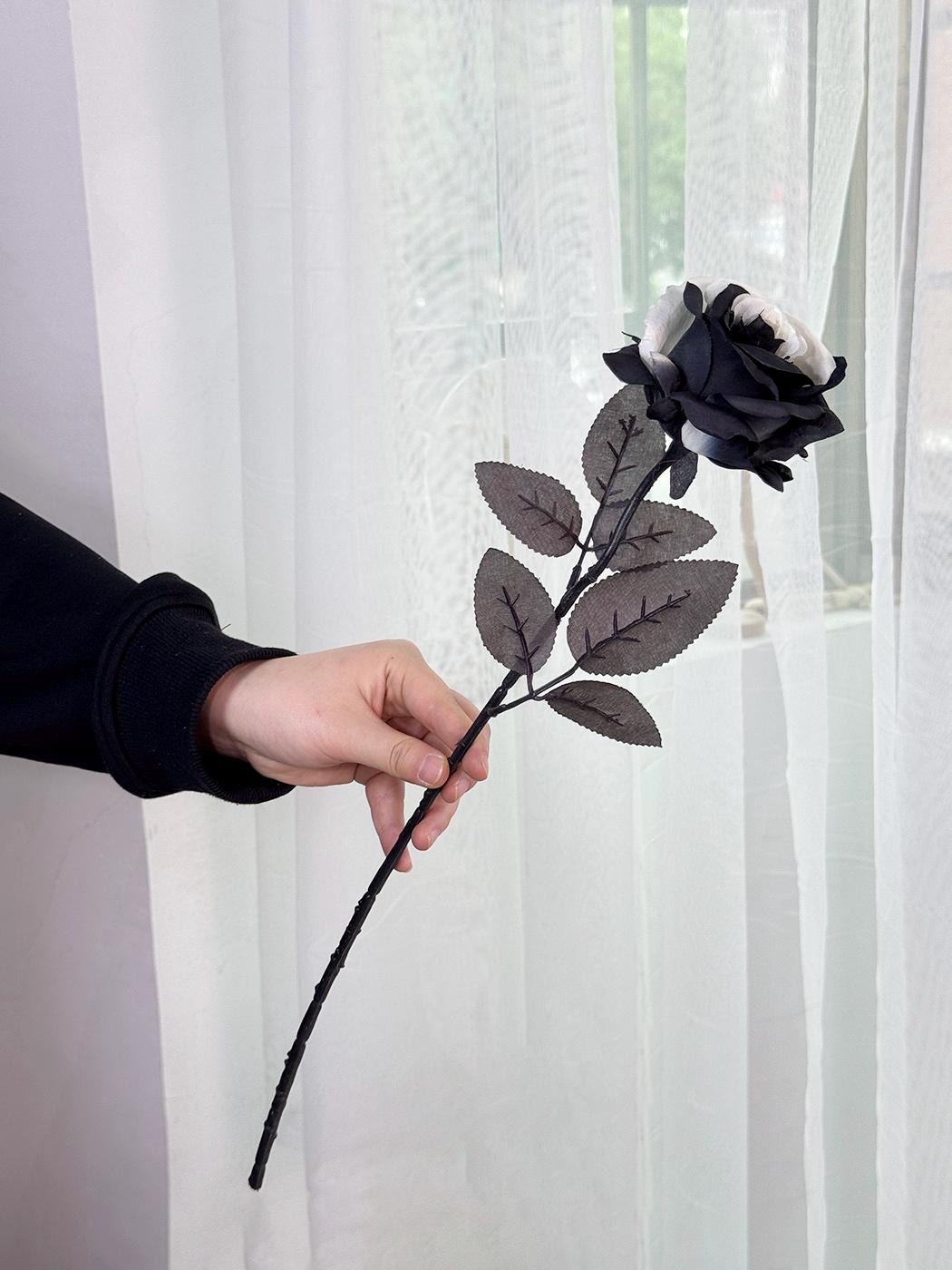 50 Rose Artificiali In Schiuma PE - Oro E Rosa Nero - Con Steli E Foglie - Per Matrimoni, Centrotavola, Decorazioni Fai Da Te