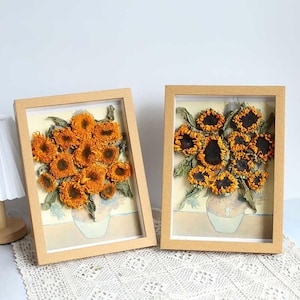 6 type Dried Sunflower Floral Art Frame: Rustic Wood Desktop Ornament (32x23cm),handamde frame,home decor,gift for friends