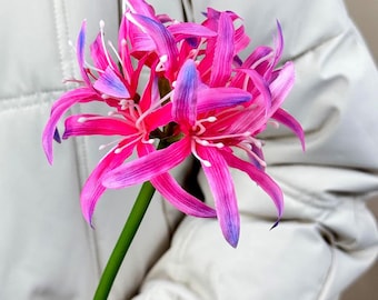 Artificial pink Lycoris stems, fake Red Spider Lily,  faux flower arrangements, home/wedding decor，flower for vase