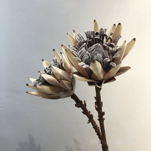dried autumn protea king flower，artificial protea stems samll，flower arrangement，vase filling，home decoration，wedding flower decor