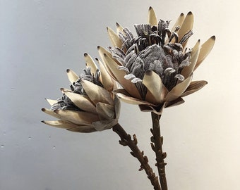dried autumn protea king flower，artificial protea stems samll，flower arrangement，vase filling，home decoration，wedding flower decor