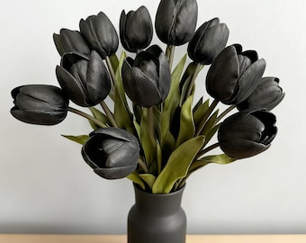faux black tulip flower, artificial flower arrangements DIY floral for vase filling/home/wedding decor,
