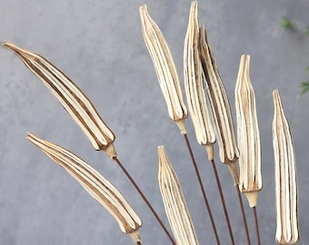 Natural Dried okra pods，dried flower arrangement，flower for vase filler，home decor，wedding flower decor，material for DIY crafts