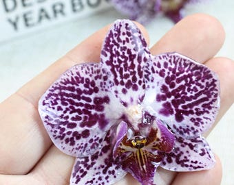 Flor de orquídea mariposa de resina, pendientes de flor de orquídea real, suministros para hacer joyas/pendientes/collares/abalorios DIY, joyería botánica hecha a mano