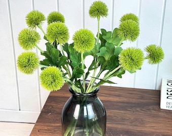 faux green dandelion flower stems,16 inch,artificial flower ball,Wedding flower Decor,DIY floral arrangement,home decor