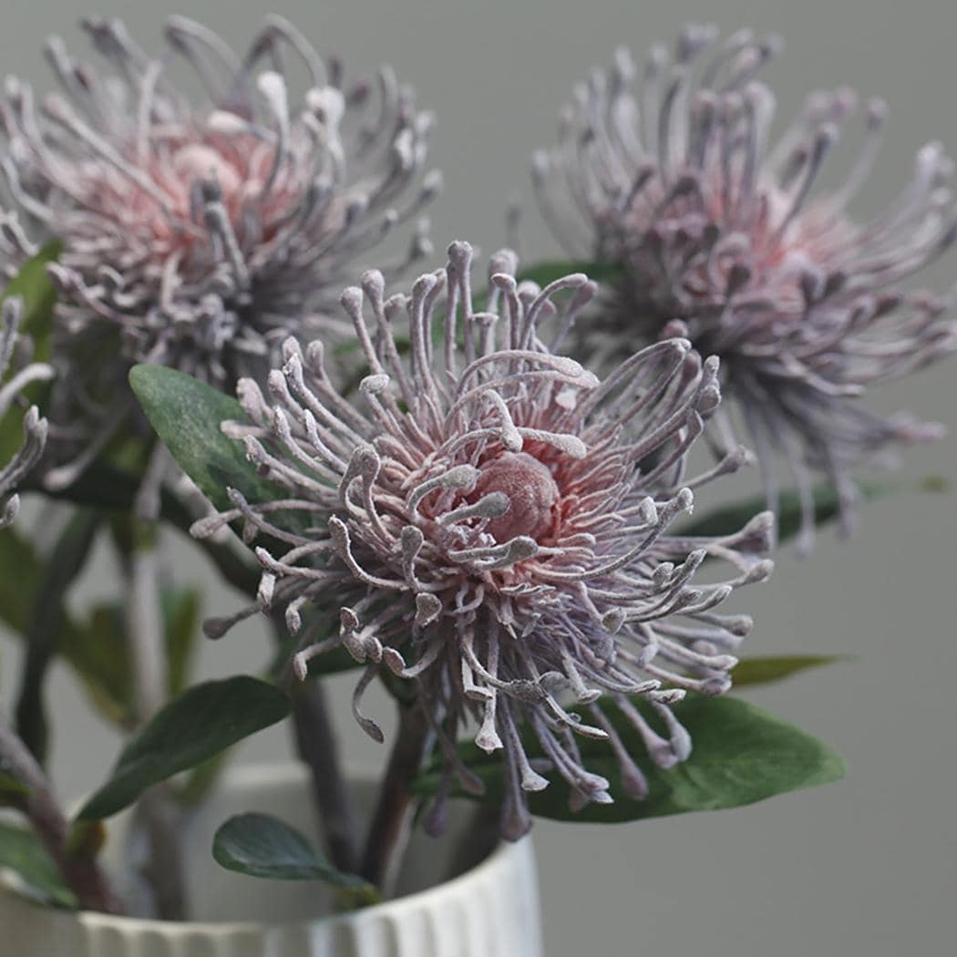 Artificial leucospermum flowers,fake protea stems,DIY floral supply,faux flower for vase filling,fake flower arrangement,home/wedding decor