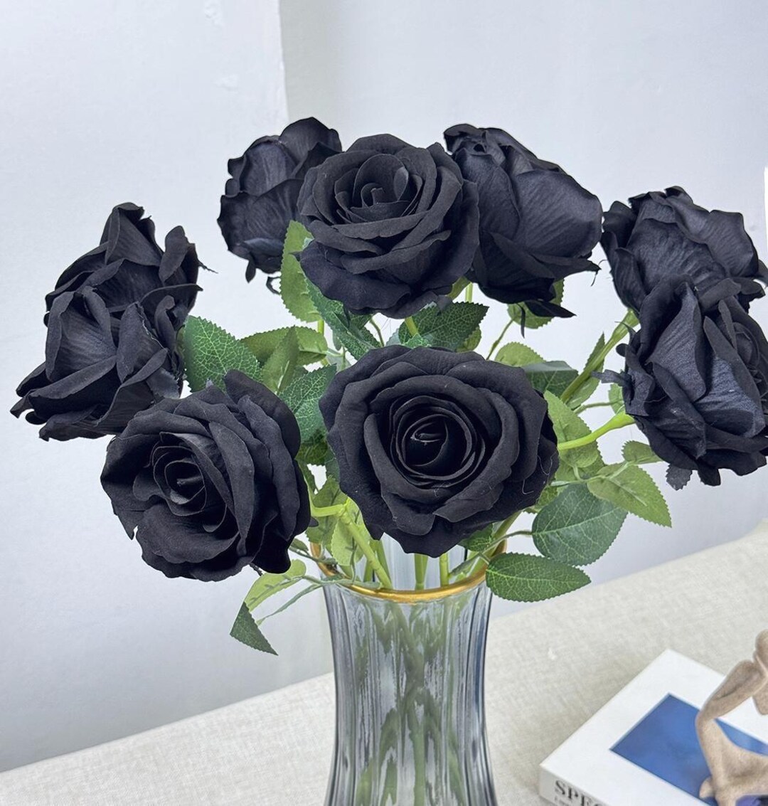 Fake Black Rose Flower，artificial Rose Flower， Faux Black Flower，diy ...