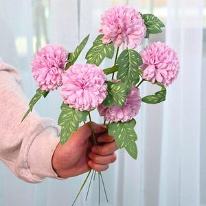 Fake chrysanthemum with stem, artificial ball chrysanthemum, real touch flower, flower arrangement, vase flower, home/wedding bouquet decor