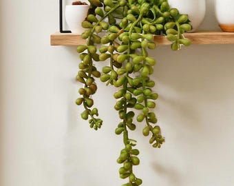 Guirnalda de suculentas artificiales con forma de lágrimas, 35,5 cm, plantas verdes artificiales, material para manualidades DIY, decoración de pared colgante, decoración para bodas y hogar.