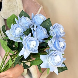 Artificial light blue roses, real touch roses, rose bouquets, flower arrangements, flowers for vases, home/wedding bouquet decor, gift