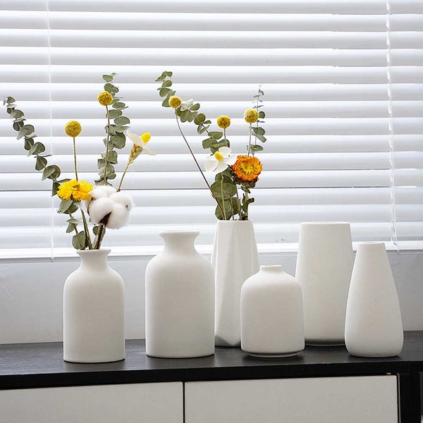 5 style ceramic vase for flowers，white ceramic vase，dried flowers vase，Chinese pottery，Nordic style ceramics，home decoration