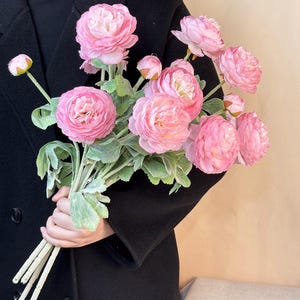 Artificial pink peony flowers, fake peony bouquet, Faux Flower，flower arrangement, gift for her, vase filler, home/wedding Bouquets decor