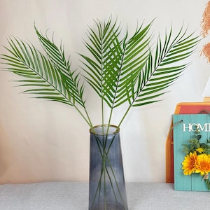 27&#39;&#39; Artificial Palm Leaves, faux Palm Leaf stems, faux tropical leaves, fake leaves for vase, flower arrangement, home/wedding arch decor