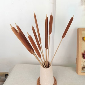 10/25 Natural Jumbo Cattails, Dry Pencil Cattail Bunch,Dried flower arrangement, vase filler，pampas sticks， country style   boho home decor