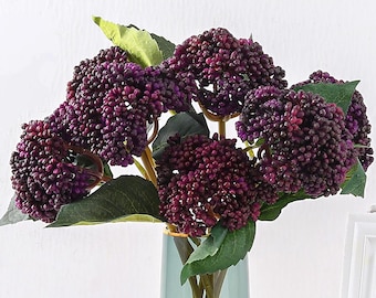 Artificial Purple Berry Stem, Faux Succulent Plant, Vase Filler,faux flower arrangement,outside garden decor