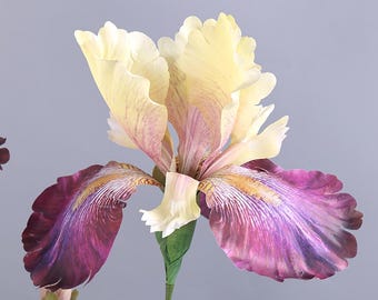 31" Artificial Iris Flower，Realistic Floral Arrangement，Home Wedding Decor，faux silk flowe
