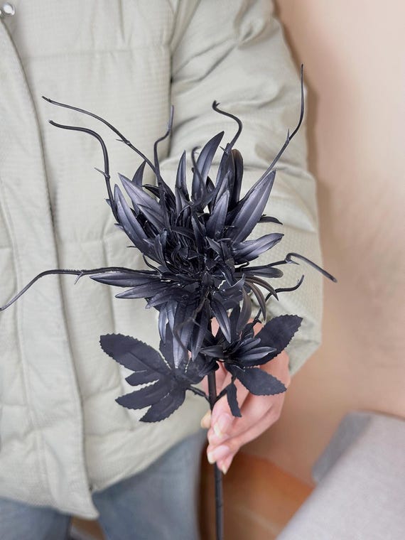 Künstliche schwarze Blumen, schwarze künstliche Blumen, künstliche Blumen in Vase, Haus-/Hochzeitsdekor, künstliche Blumen