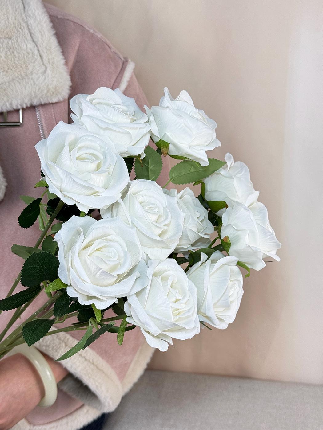 アーティフィシャルフラワー ホワイトローズ 薔薇 アレンジ　花瓶付き プリマローズpk-XS ギフト プレゼント お祝い アーティフィシャル