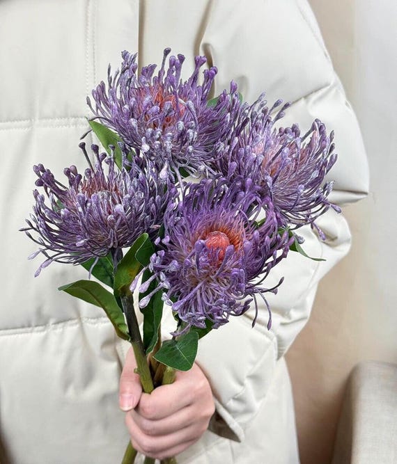 Künstliche Leucospermum-Blüten, künstliche Protea-Stängel, DIY- Blumenarrangements, künstliche Blumen zum Befüllen von Vasen, künstliche Blumenarrangements, Dekoration für Zuhause/Hochzeiten