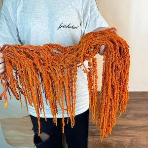 5 stems dark orange Hanging Amaranthus，Preserved Amaranthu bunch,Hanging flower bunch, Home Decor，wedding arch decor， Dry flower arrangement